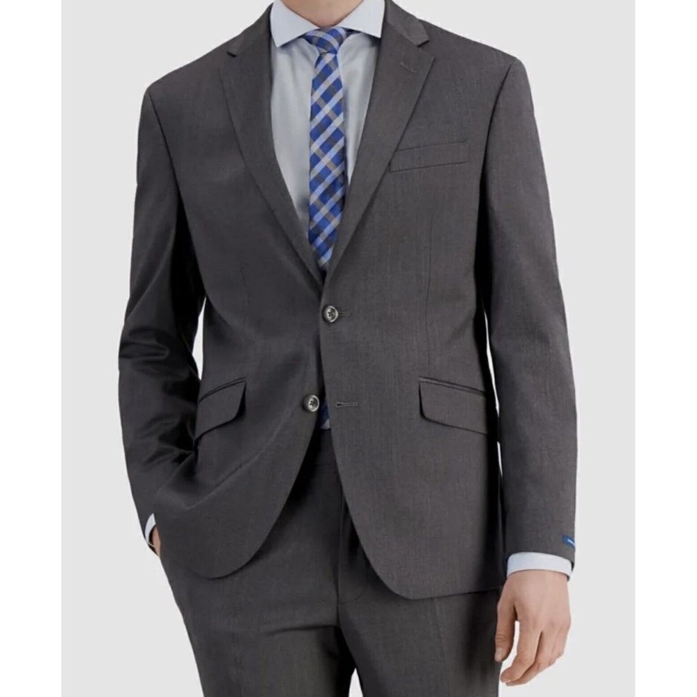 $270 Kenneth Cole Reaction Blazer Jacket 40R W33 Men's Gray Polyester Blend NWT
